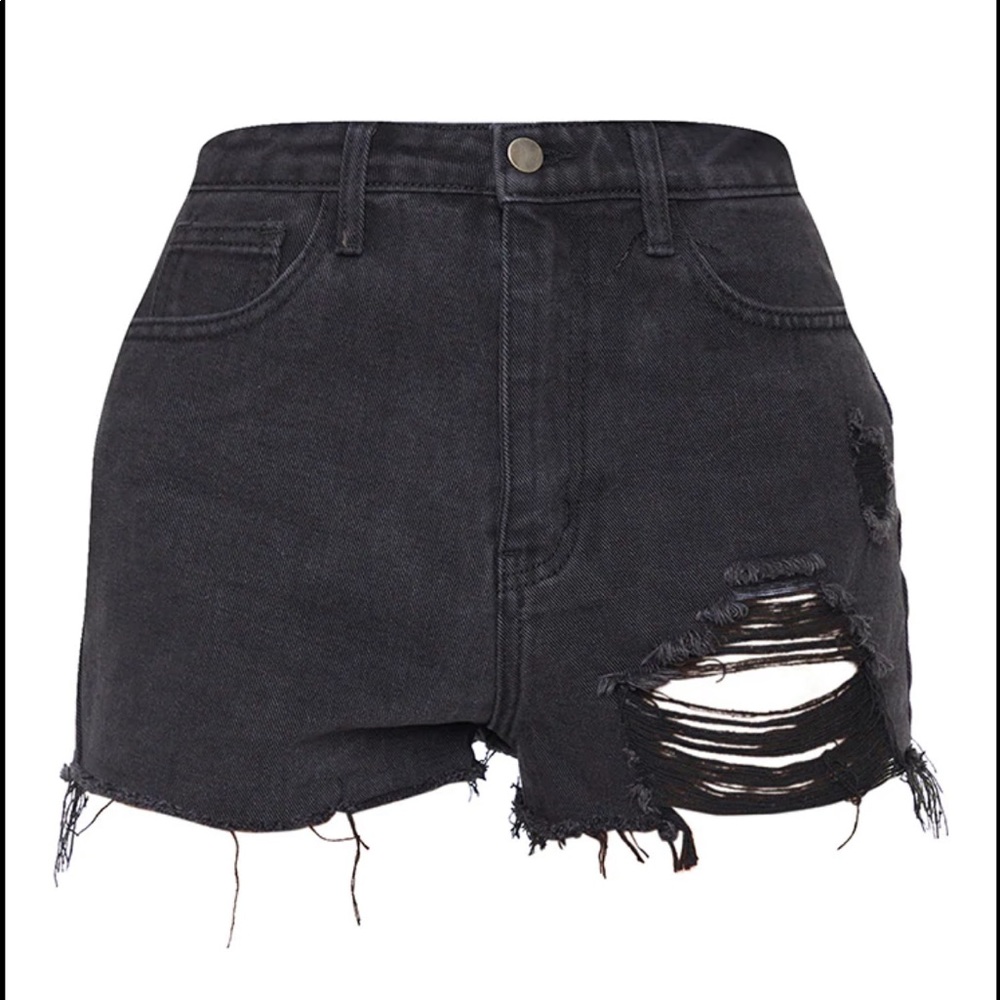 Pretty Little Thing High Waist Black Denim Shorts
